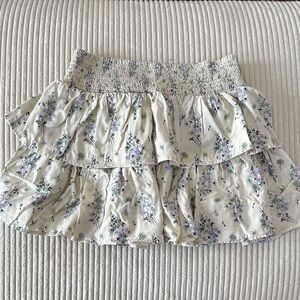 Aerie Floral Tiered Ruffle Mini Skirt With Smock Waist in Size M